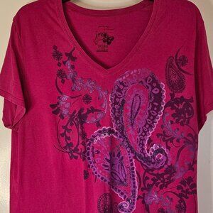 Just My Size by Hanes V Neck Paisley Print with Sparkles Size 1X